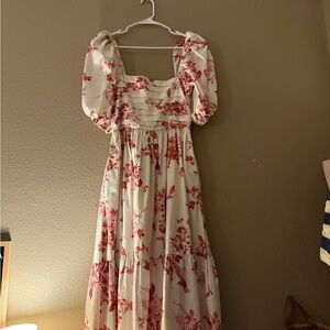 Abercrombie & Fitch Red Floral Long Sleeve Dress